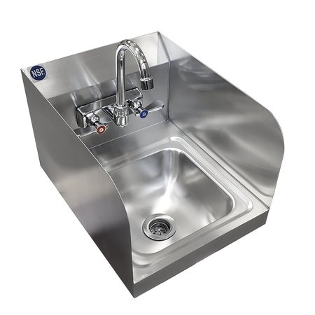 AMGOOD Stainless Steel Wall Mounted Hand Sink 12in x 16in with Side Splash NSF HAND-SINK HS-12SS